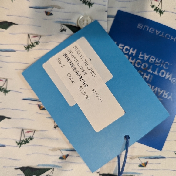 Bugatchi short sleeve tropical print white size Large - Picture 5 of 6